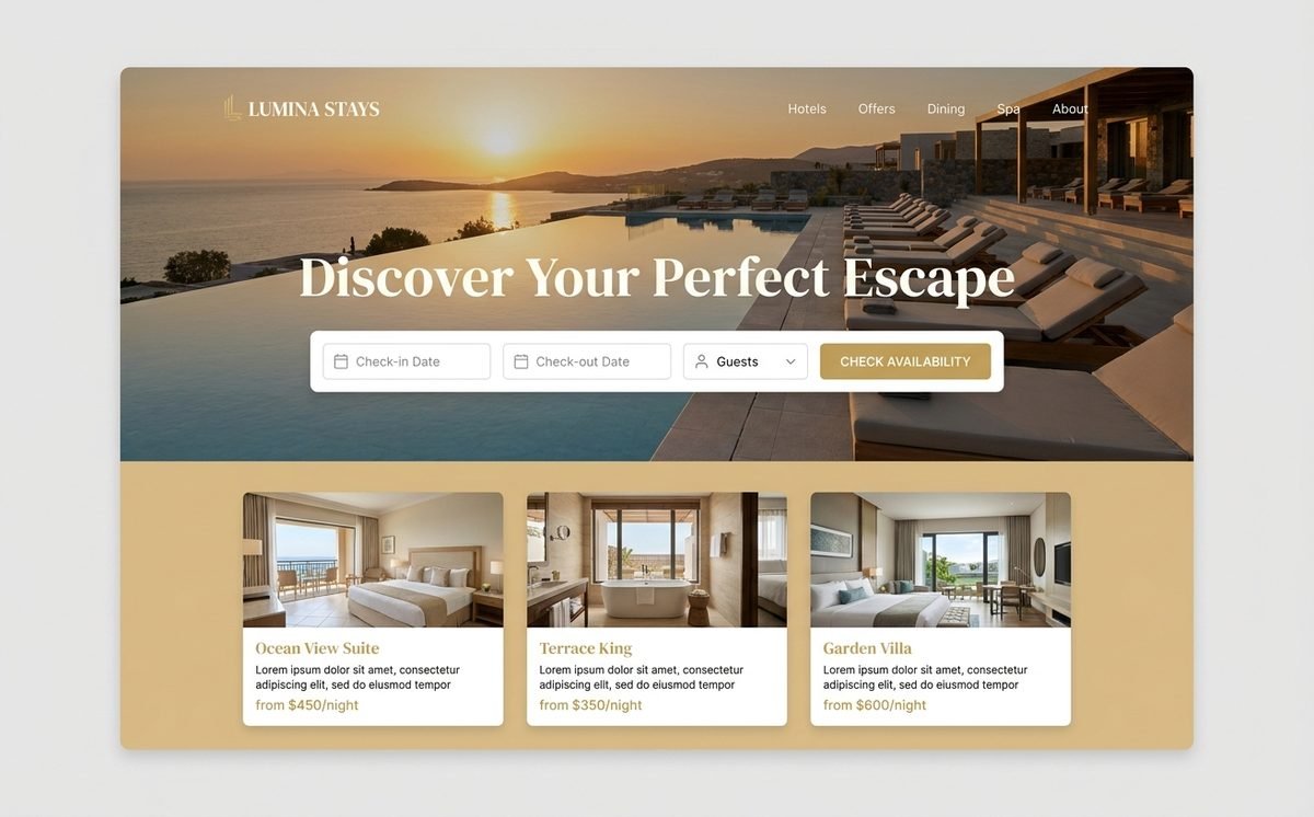 Hospitality booking site designed and built by BahrainServer